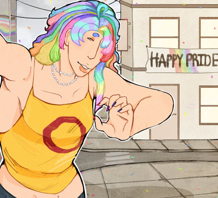 Half body, full render, complex background